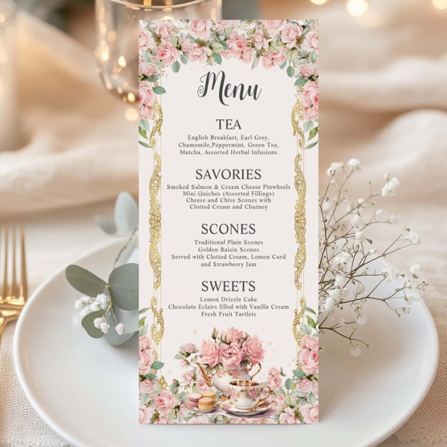 Menú Fiesta de té con flor rosa alto  de novia Nacimien (Subido por el creador)