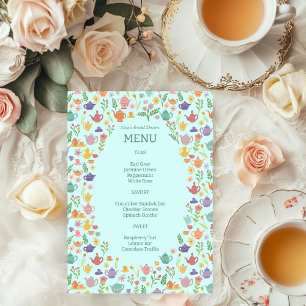 Menú Fiesta de té ducha de novia PERSONALIZADO colorido