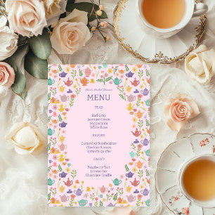 Menú Fiesta de té ducha de novia PERSONALIZADO colorido