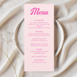 Menú Fiesta Mitzvah de Bat Tropical Rosa Personali<br><div class="desc">Podrá sentarse con estilo en estos menús de Bat Mitzvah, de color rosa tropical. El diseño presenta hojas de palma verdes, una estrella de David en la parte trasera y un texto rosa personalizado para celebrar a tu chica de Bat Mitzvah. Introduzca la Herramienta de diseño de Zazzle para realizar...</div>