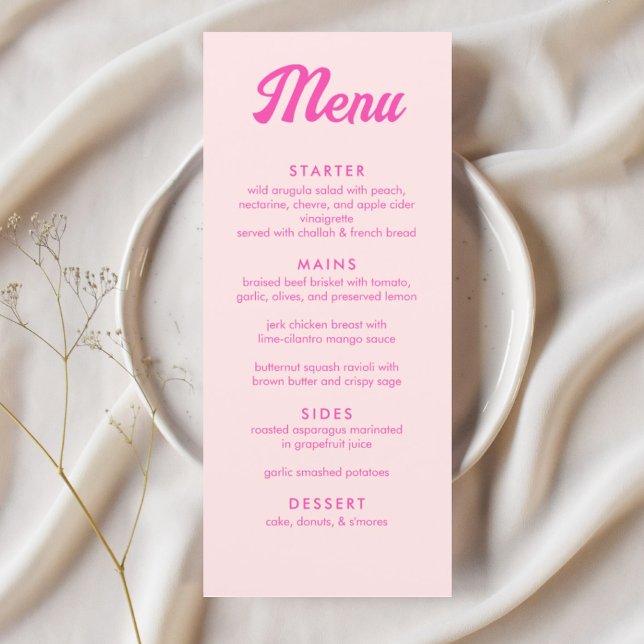 Menú Fiesta Mitzvah de Bat Tropical Rosa Personali (Personalized Pink Tropical Bat Mitzvah Party Menu)