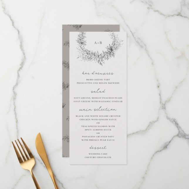 Menú Fine Art Minimalist Botanical Wedding (Anverso/Reverso In Situ)