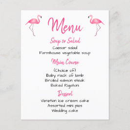 Menú Flamingo Rosado Tropical Boda Ducha Nupcial