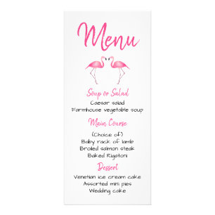 Menú Flamingo Rosado Tropical Boda Ducha Nupcial