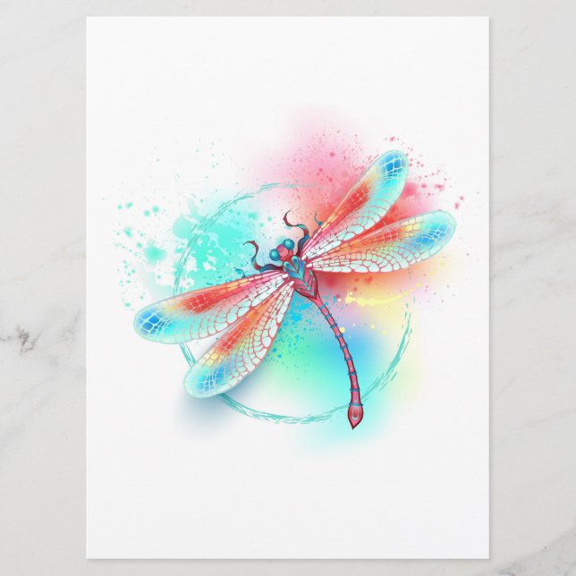 Menú Fléon roja sobre fondo acuarela (Anverso)