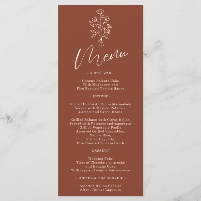 Menú Flor Bohemiana Sencilla de Terracota (Anverso)