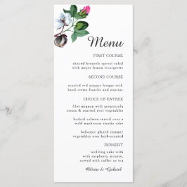Menú Flor de algodón blanco. Hermoso Boda botánico