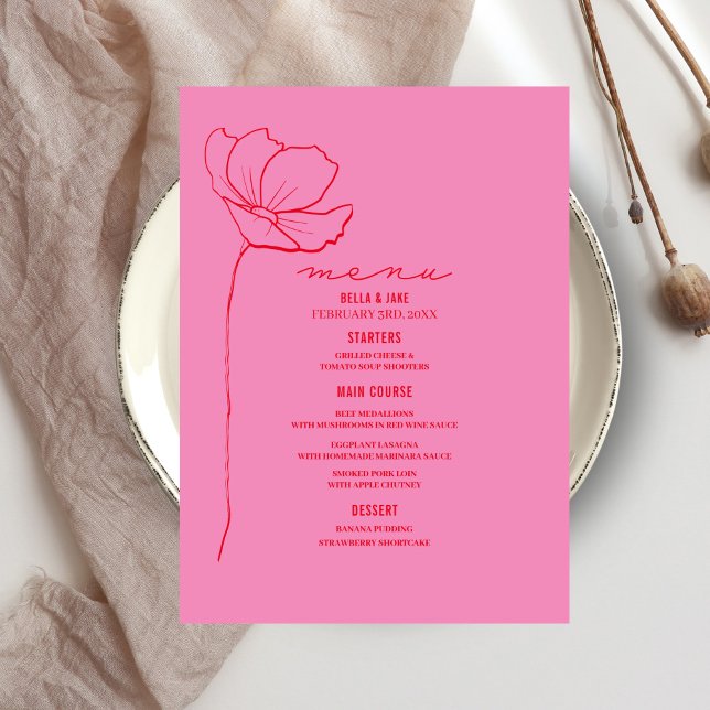 Menú Flor de línea rosa + Boda rojo (Subido por el creador)