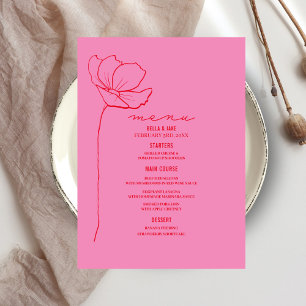 Menú Flor de línea rosa + Boda rojo