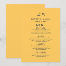 Menú Flor de rayo simple elegante con Boda monograma
