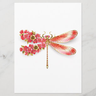 Menú Flor libélula con sakura de joyas