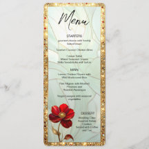 Menú Flor Roja de Vidrio Emplomado con Acentos de