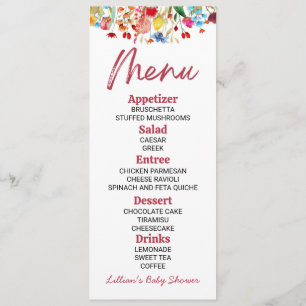 Menú Flor silvestre Alimento Baby Shower