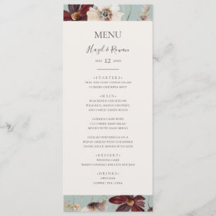 Menú Flor silvestre de cobre de Borgoña Cena Boda Ver