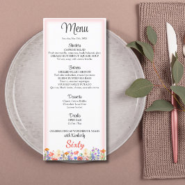 Menú Floral 60th Birthday Carta 60 flores menú
