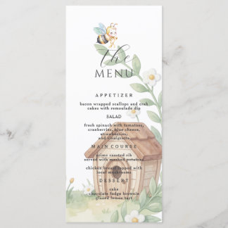 Menú Floral Beehives and little Bee Baby Shower