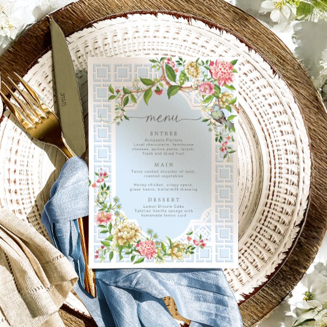 Menú Floral Blue Chinoiserie - Trianon (Subido por el creador)