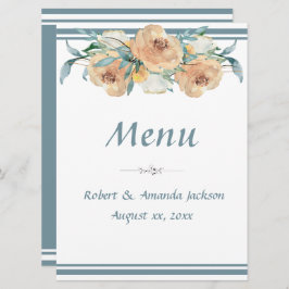 Menú Floral Boda de verano azul verde