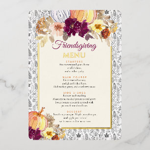 Menú Floral Burgundy de Pumpkin Elegante para Frie
