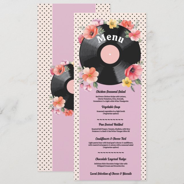Menú Floral de 1950, Boda de discos musicales (Anverso / Reverso)