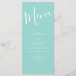 Menú Floral de Bodas Verde azulados de Peach Aqua