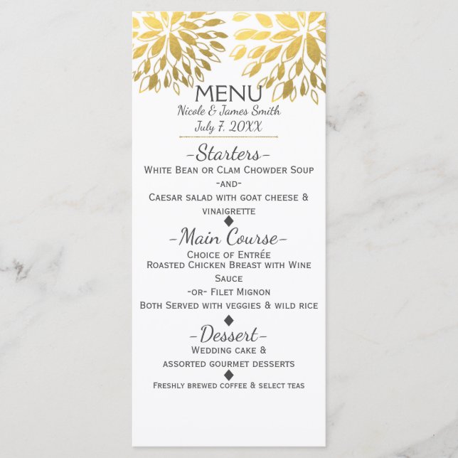 Menú floral de flores modernas con aspecto de pan  (Anverso)