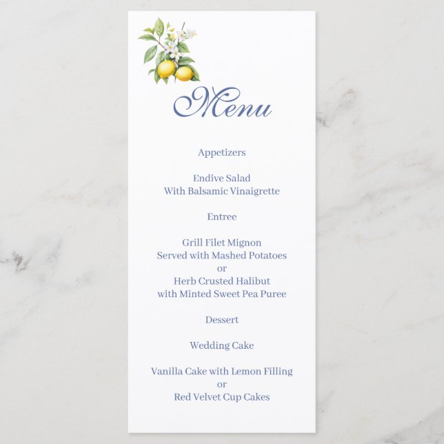 Menú floral de limones (Anverso)