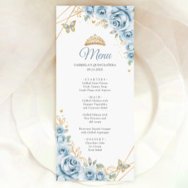 Menú Floral de oro azul bebé Quinceanera