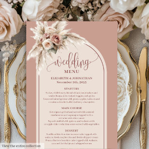 Menú floral de Pampas rosa pastel Arco romántico