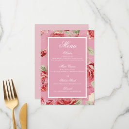 Menú floral de peones rosados con flores