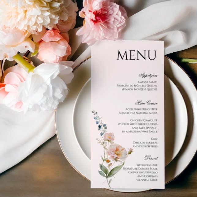 Menú floral de primavera romántica con flores silv (Subido por el creador)