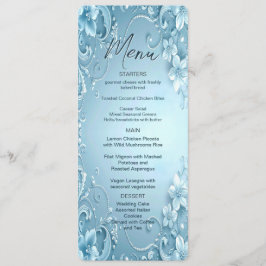 Menú floral decorativo azul