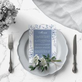 Menú Floral Dusty Blue Elegant Wedding