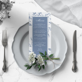 Menú Floral Dusty Blue Elegant Wedding