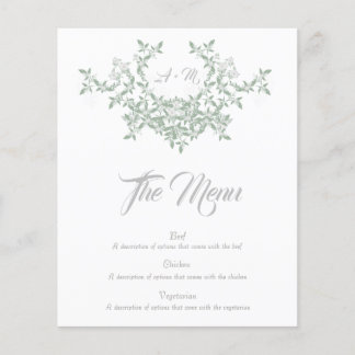 Menú floral elegante con iniciales