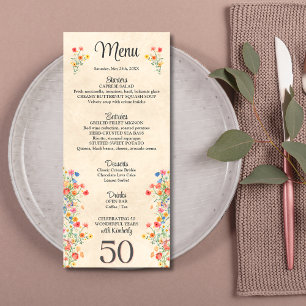 Menú Floral elegante flor de 50 años 50 años