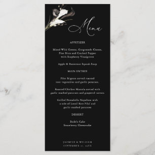 Menú Floral en Negro y Blanco - Negro