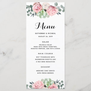 Menú floral geométrico de la boda de Rubor