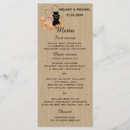 Menú Floral graciosos gatos personalizados en la carta