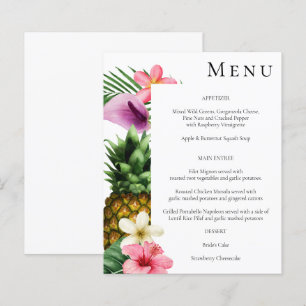 Menú floral hawaiano tropical presupuestal - Blanc