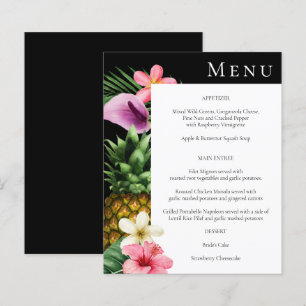 Menú floral hawaiano tropical presupuestal - Negro