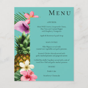 Menú floral hawaiano tropical presupuestal - Verde