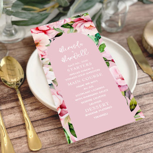 Menú Floral Magnolia Peony Boda Rosa