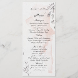 Menú floral moderno de acuarela en melocotón y gri