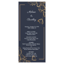 Menú floral naval y dorado