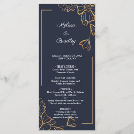 Menú floral naval y dorado