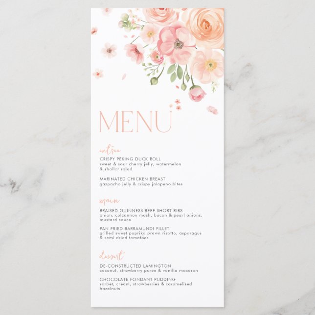 Menú Floral Novia Ducha Amor En Llanura Brillante (Anverso)