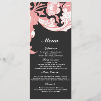 Menú Floral oscuro y con clase elegante - negro, rosa