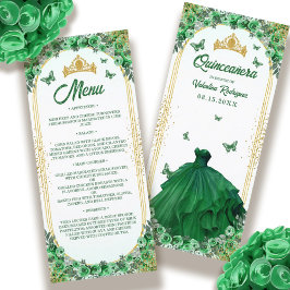 Menú Floral Quinceanera, Purpurina de oro verde esmeral