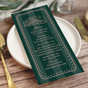 Menú Floral raya verde Boda tropical
